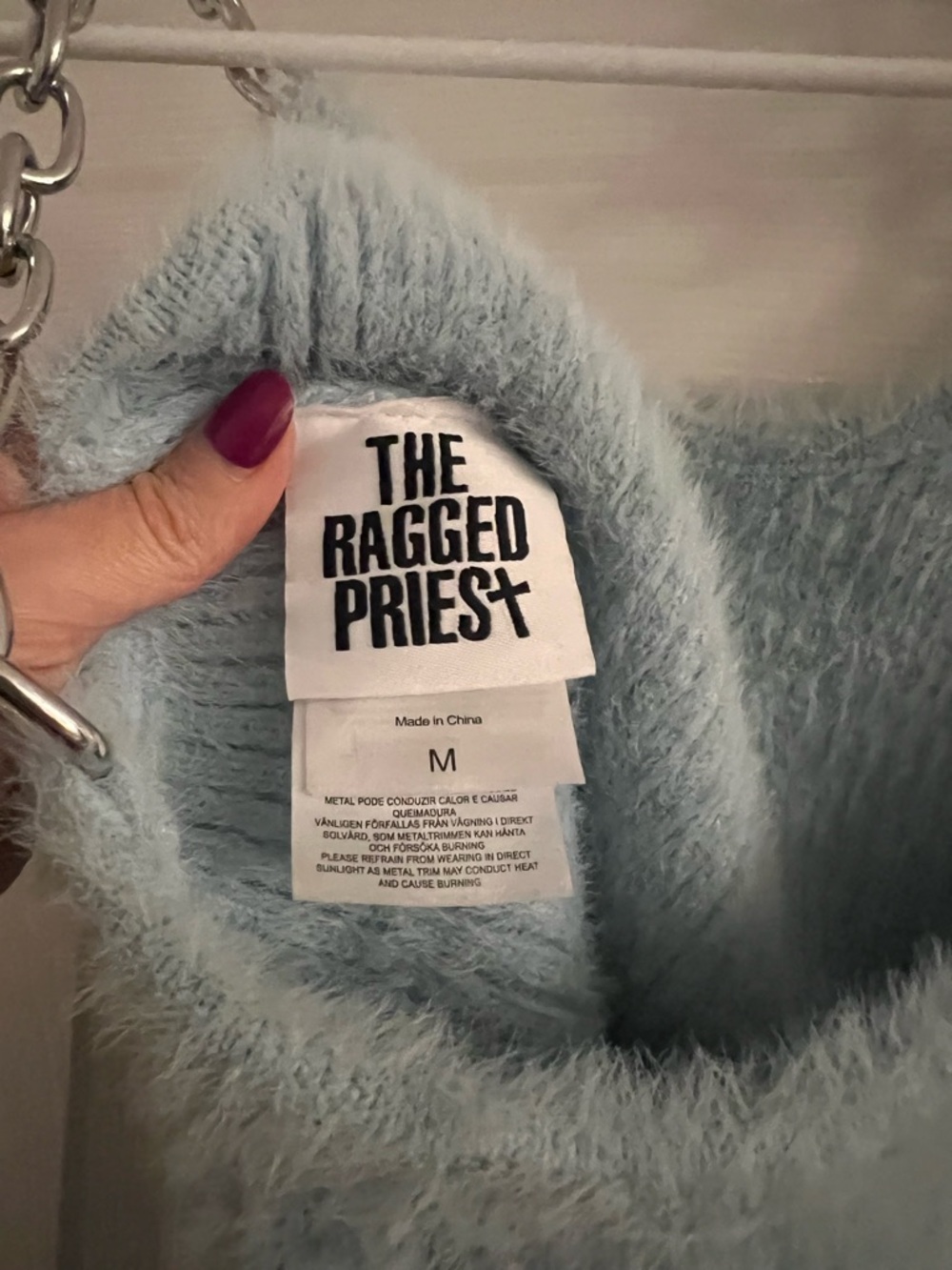 The Ragged Priest Pastel Blue Ribbed Mini Dress - Picture 4 of 4